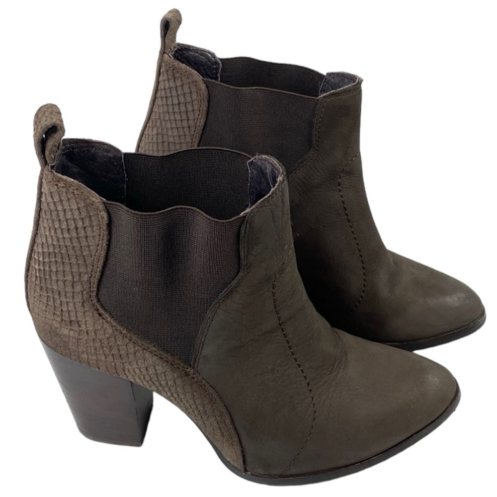 Seychelles Brown Suede Snakeskin Print Booties